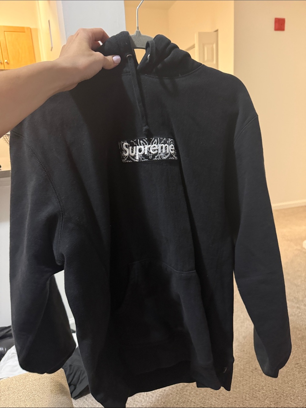 Supreme Black Paisley Box Logo Hoodie